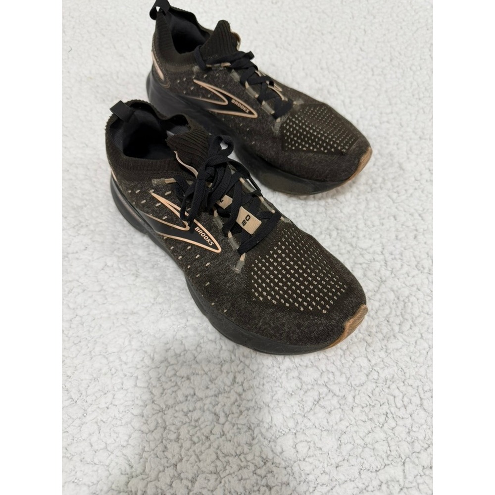 Brooks Glycerin StealthFit 20 Womens Running Shoes Black Olive Rose Gold Sneaker
